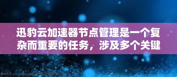 迅豹云加速器节点管理是一个复杂而重要的任务，涉及多个关键环节。以下是对其管理的详细分步骤说明
